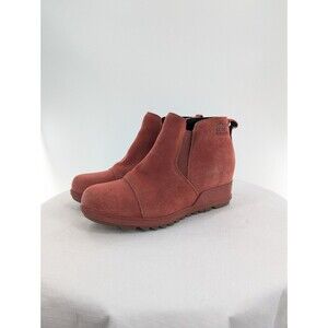 Sorel Evie Size 8 Suede Pull-On Ankle Boots Burnt Orange Women’s Boho Festival